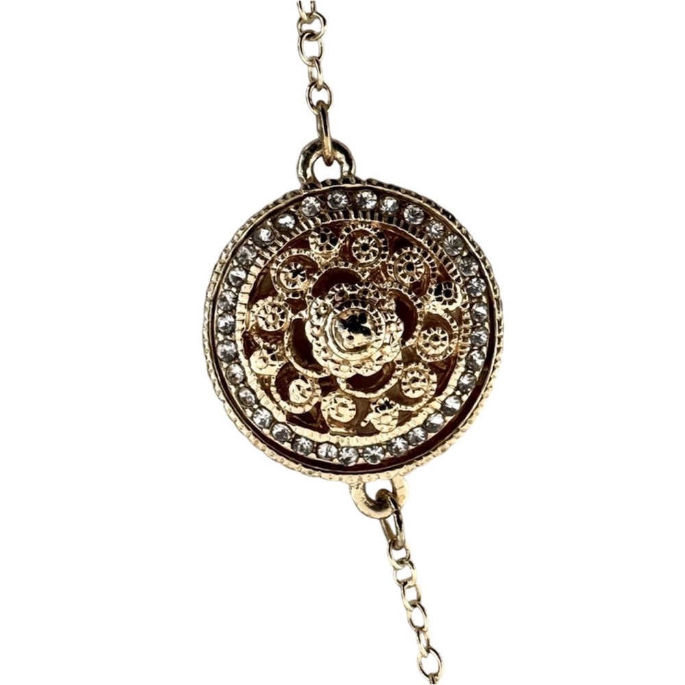 Gold tone long necklace